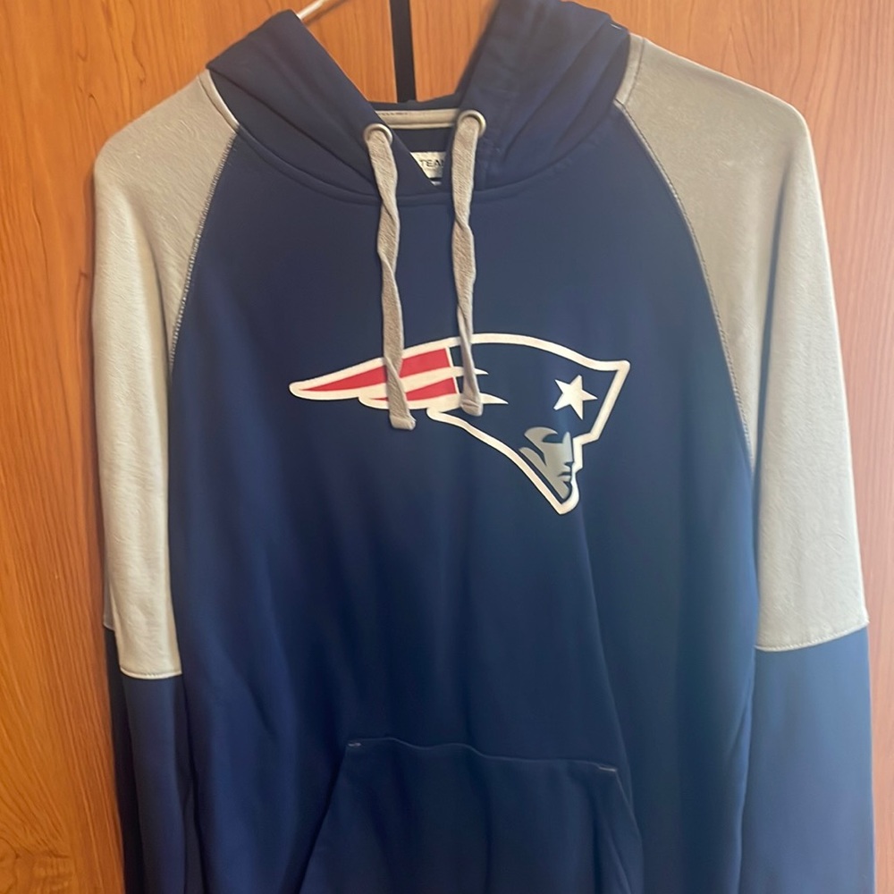 New England Patriots Hoodie Navy Blue/Gray Size S